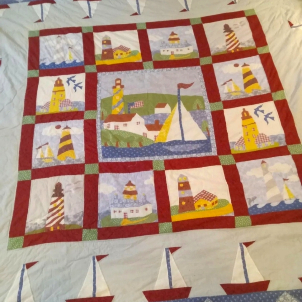 Handmade quilt sailboat pattern